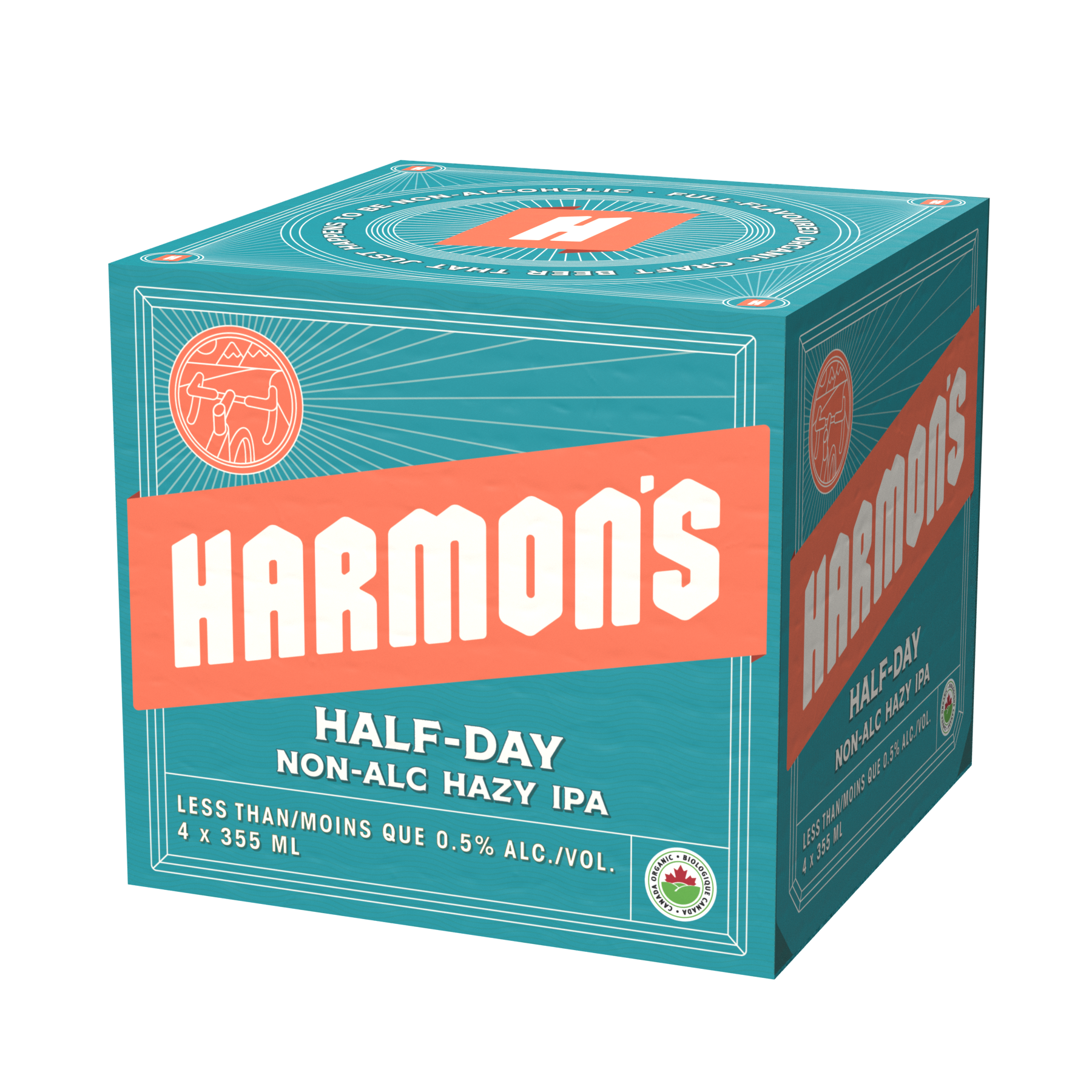 A box of Harmon's non alcoholic IPA made in Canada 